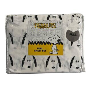 Peanuts Snoopy Full Sheet Set Cotton 4 Pc White Black Dog Face Pattern Novelty